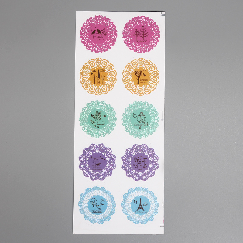 厂家批发透明 圆形蕾丝装饰贴DIY文具贴烘焙封口贴纸信封贴速卖通