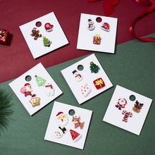 聖誕系列 新款聖誕老人拐杖麋鹿亞克力聖誕紙卡胸針套裝飾品批發