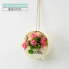 Rice white flower basket+pink diamond rose