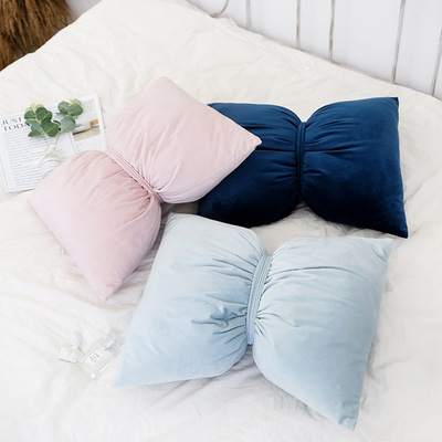 热销新款纯色荷兰绒蝴蝶抱枕网红公主风沙发飘窗靠垫汽车靠枕定制