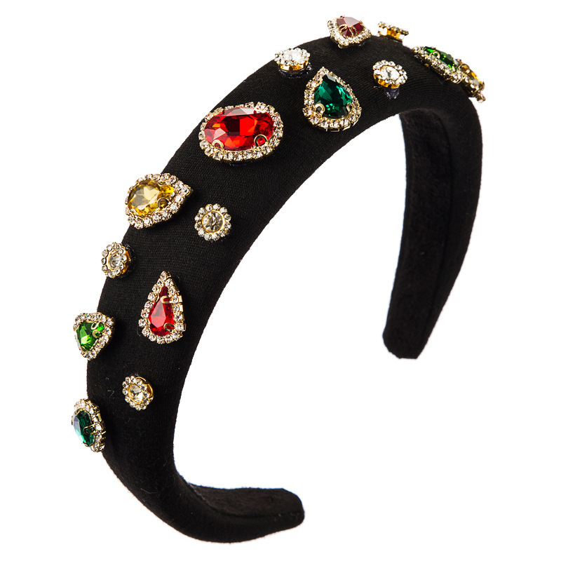 Fashion Thin Sponge Hair Hoop Female Spring New Diamond Candy Colorful Catwalk Fabric Hair Accessories display picture 11