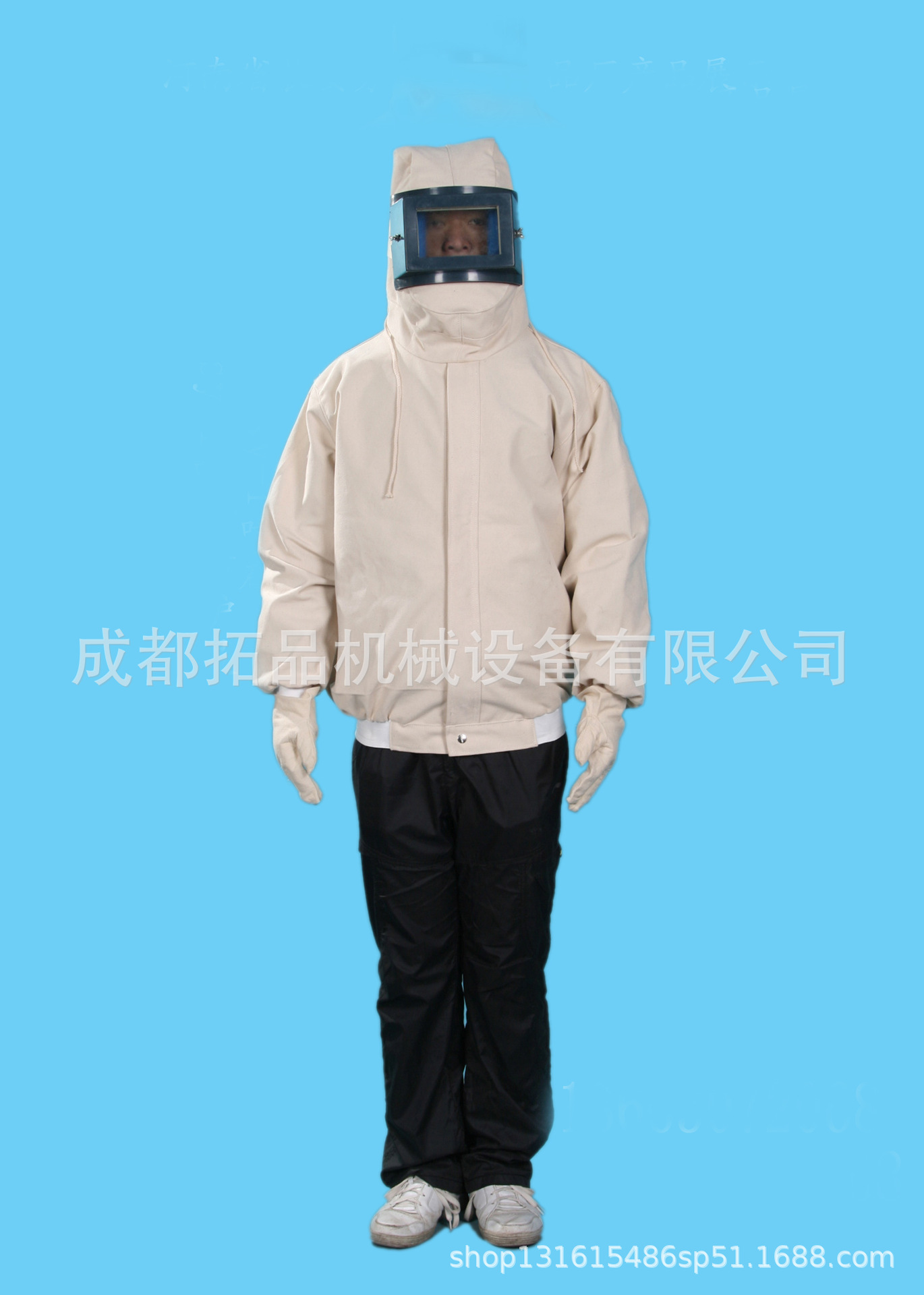 长期供应帆布喷砂服 防飞溅喷砂帽 喷砂裤