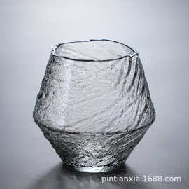 日式锤纹水杯耐热玻璃创意手工玻璃杯泡茶杯办公家用个人水杯子