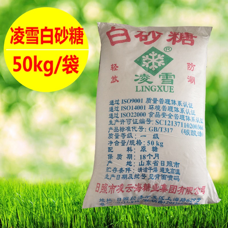 日照凌雪白砂糖 大包装 大量现货 甘蔗提取 优质白糖 50kg