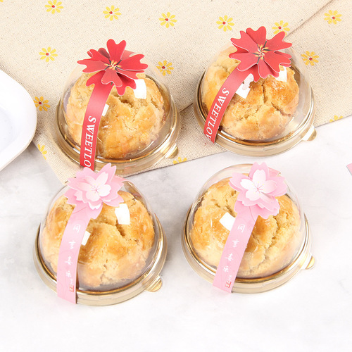 Mid-Autumn Mooncake Sticker Three-dimensional Peach Blossom Red Flower Snap Baking Sealing Sticker Egg Yolk Crisp Packaging Box Sticker Decorative Sticker