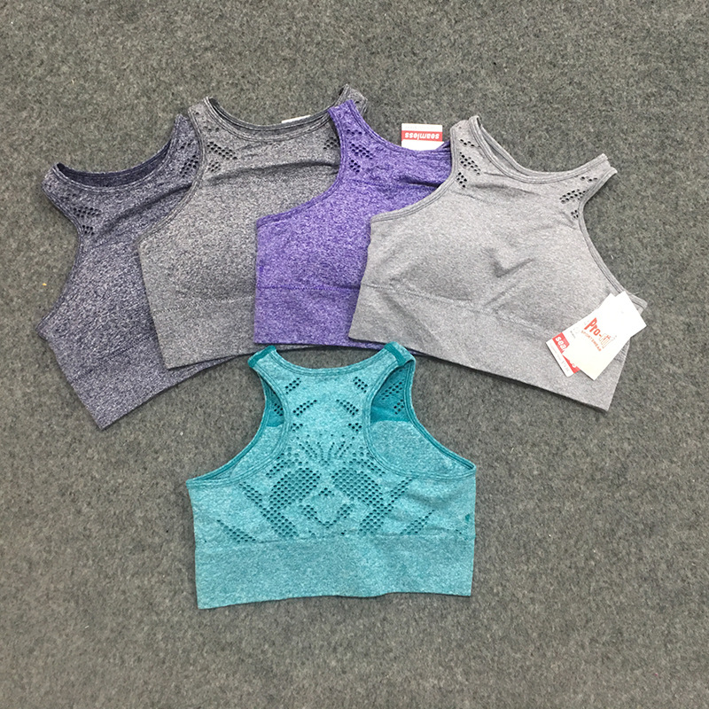 Foreign trade The original single- High collar Dyed yarn run motion yoga Mesh Beautiful back Bodybuilding Bras Quick drying