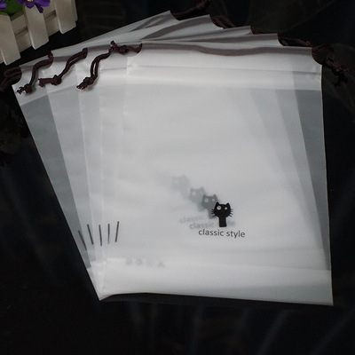 穿绳袋磨砂拉绳袋小猫图案穿绳袋收纳整理抽绳袋小象束口袋现货