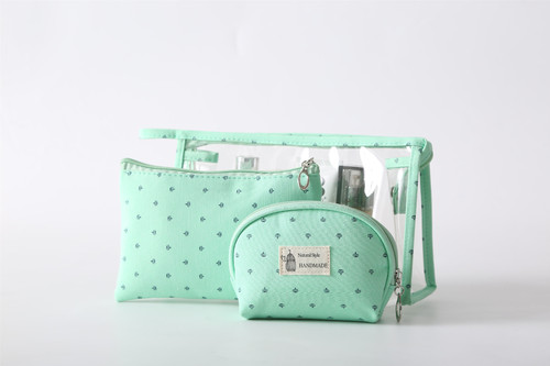 2019 Hot Selling Perspective PVC Cosmetic Bag Three-Piece Set Multi-Functional Travel Toiletries and Storage Bags Manufacturer