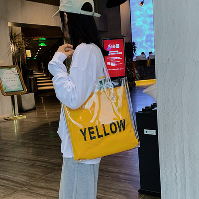 亲爱的热爱的杨紫佟年明星同款2019新款潮韩版透明字母手提包女|ms