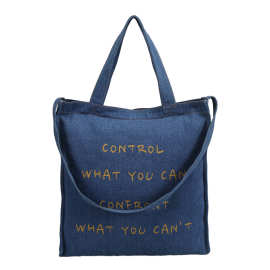 定制网红牛仔布包洗水布单肩包斜挎百搭潮酷潮流酷感潮酷女孩花