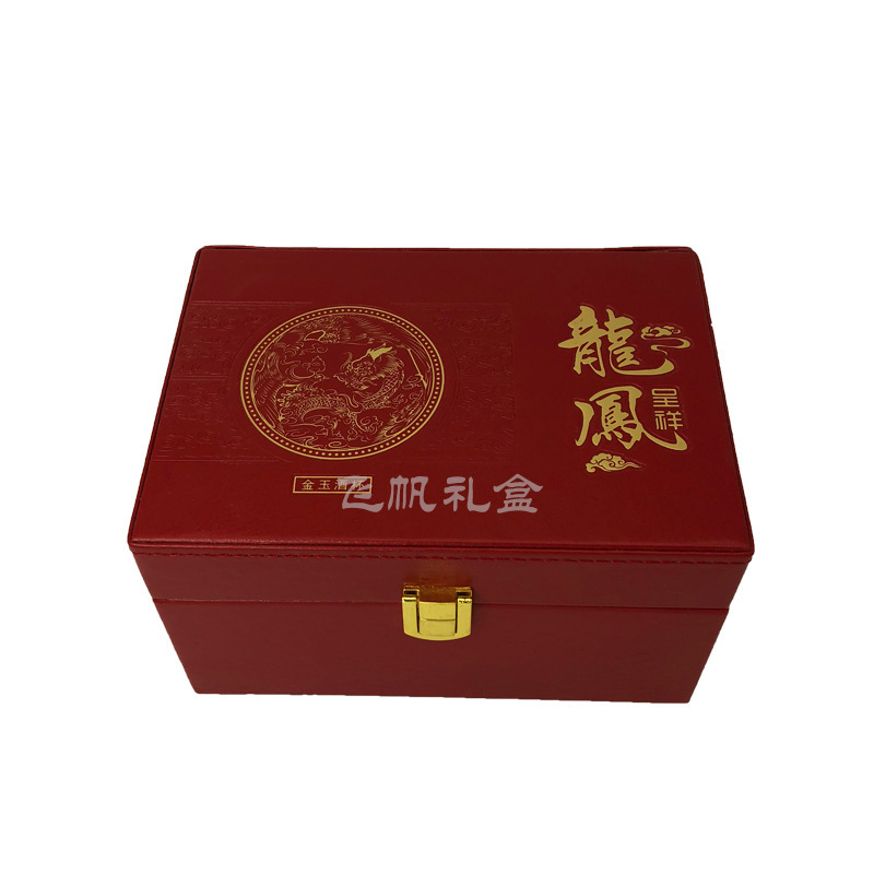 Engagement dragon and phoenix bracelet packaging box wholesale red wedding gold and silver pair of bowl leather box new Cup pu box Engagement dragon and phoenix bracelet packaging box wholesale red wedding gold and silver pair of bowl leather box new Cup pu box