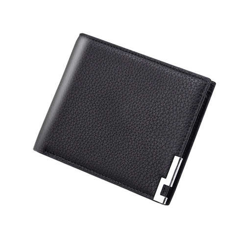 Wallet Men Short Style Wallets with Litchi Texture Wallets Thin Multi-Card Slots Leather Wallets One Piece Shipping Factory Direct Supply 