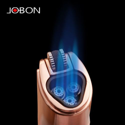JOBON China Gas Lighter Men's Grinding Wheel Creative Powerful Three Straight Blue Flame Cigar Windproof Lighter