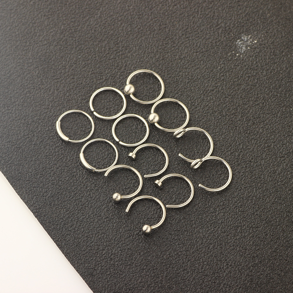 12-Pack Stainless Steel Nose Rings Nose Studs with Blessing Motif - Blue Geometric Earring Piercing Jewelry Set detail image 16