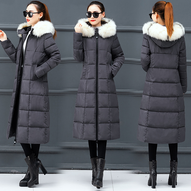 Cotton padded women's autumn and winter 2020 new Korean version of extended knee down cotton padded jacket for women