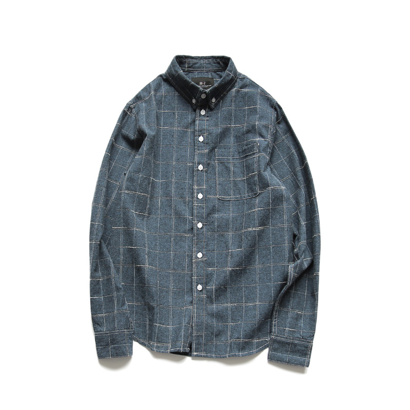 LUOYE洛野 2019春季新款两色磨毛格子长袖衬衫C05