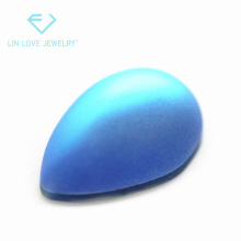 梨形平底素面合成蓝月光石裸石 水滴形平底光面仿天然蓝月光石