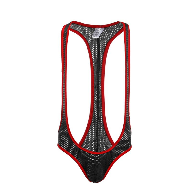 Fábrica al por mayor de los hombres de malla mono sexy trasero-expuesto ropa interior de una pieza