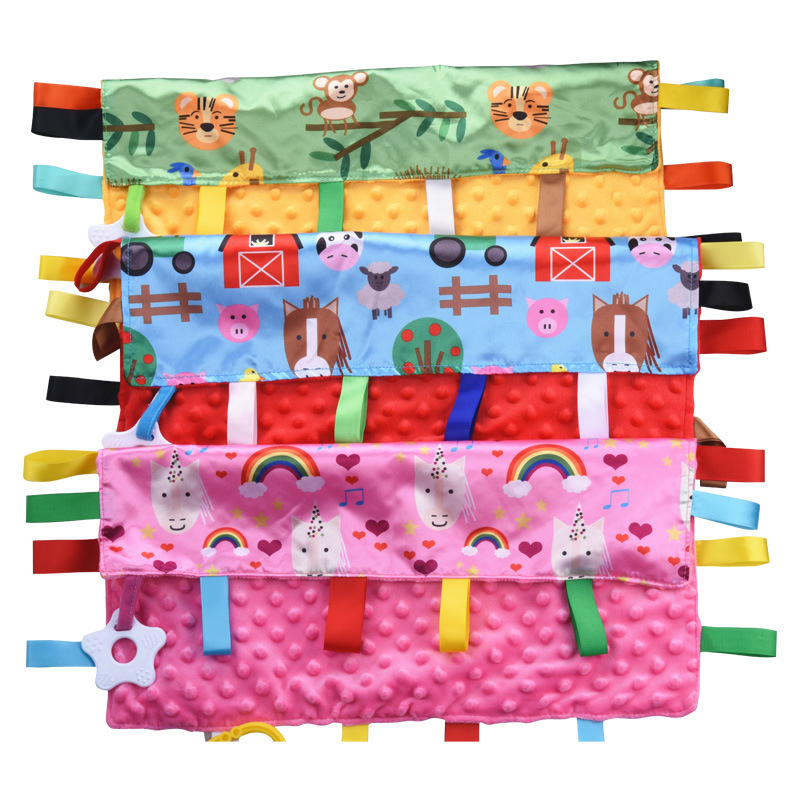 婴幼儿宝宝标签安抚巾按摩豆牙胶安抚巾多触感BB器玩具