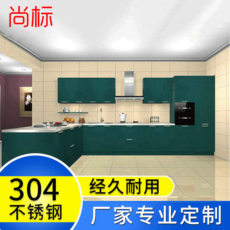 廠家熱銷 新款家用晶鋼門整體廚房櫥櫃 現代簡約廚房收納櫃