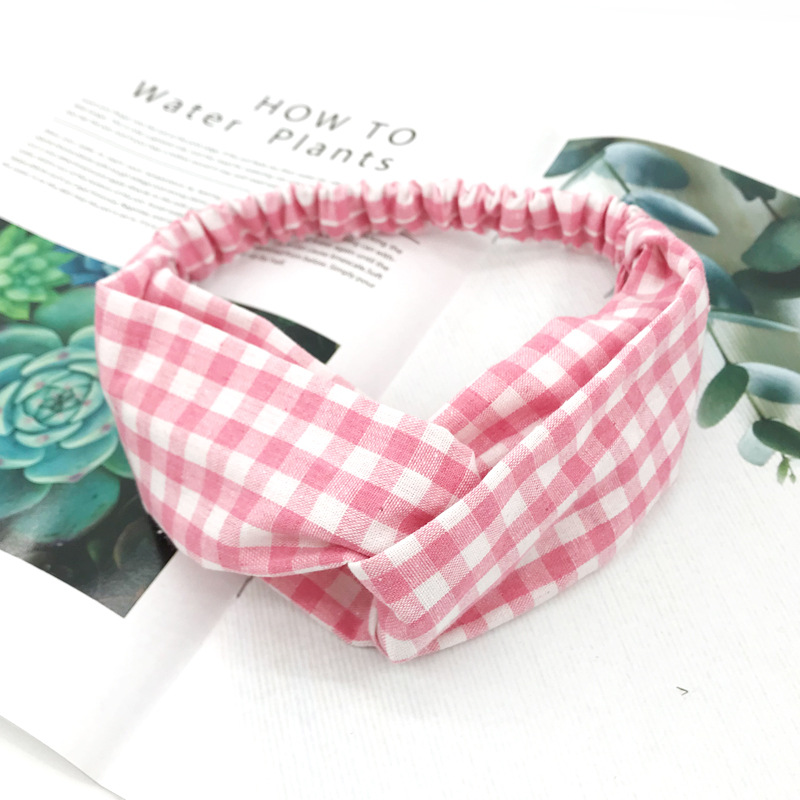 Korean Pastoral Style Girl Heart Plaid Hair Band  New Headband display picture 9