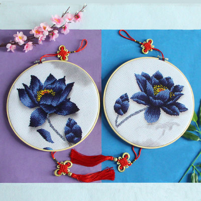 Cross stitch 2019 new pattern a living room bedroom Small pieces fresh Slightly simple Pendant student manual Lotus