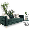 北欧后现代设计师工业风轻奢美式墨绿简约丝绒布双人三人沙发