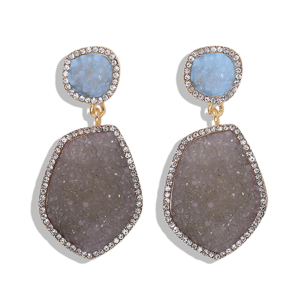 Frosted Alloy Earrings With Diamonds display picture 9