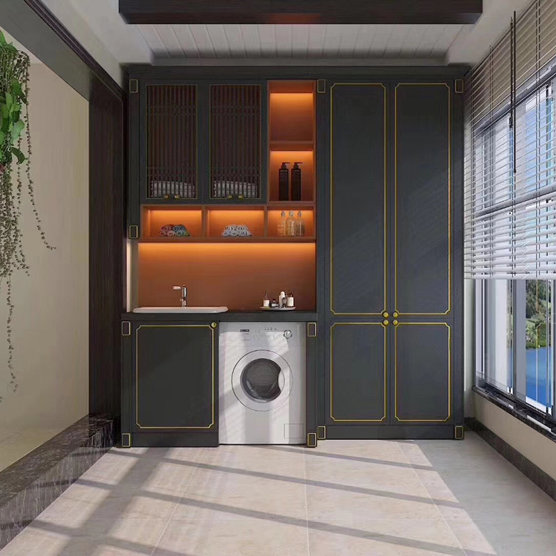 廠家直供時尚簡約陽台儲物櫃 實木板式收納櫃 小戶型陽台儲物櫃