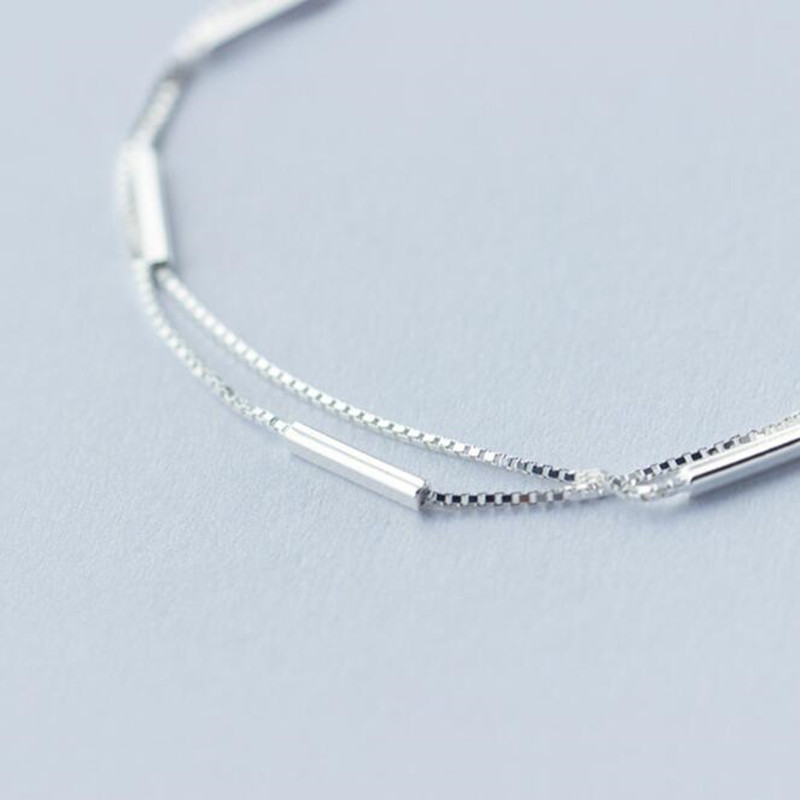 Elegant One Line Round Stick Bracelet For Women Double Layer_voghion.com