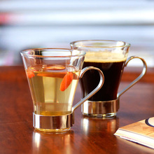 茶杯热饮杯不锈钢把玻璃杯带把玻璃杯透明水杯办公咖啡牛奶杯