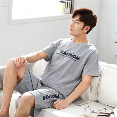 睡衣男士夏季短袖家居服薄款夏天休闲宽松加肥加大码男款套装|ms