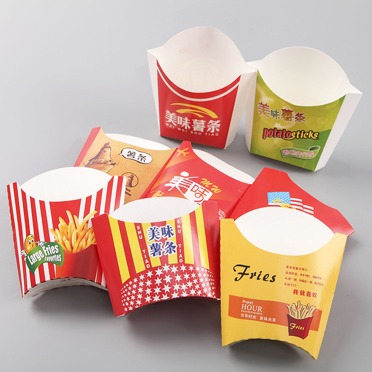 一次性薯条盒子 劲爆鸡米花打包纸盒 鸡块盒外卖快餐包装盒定制