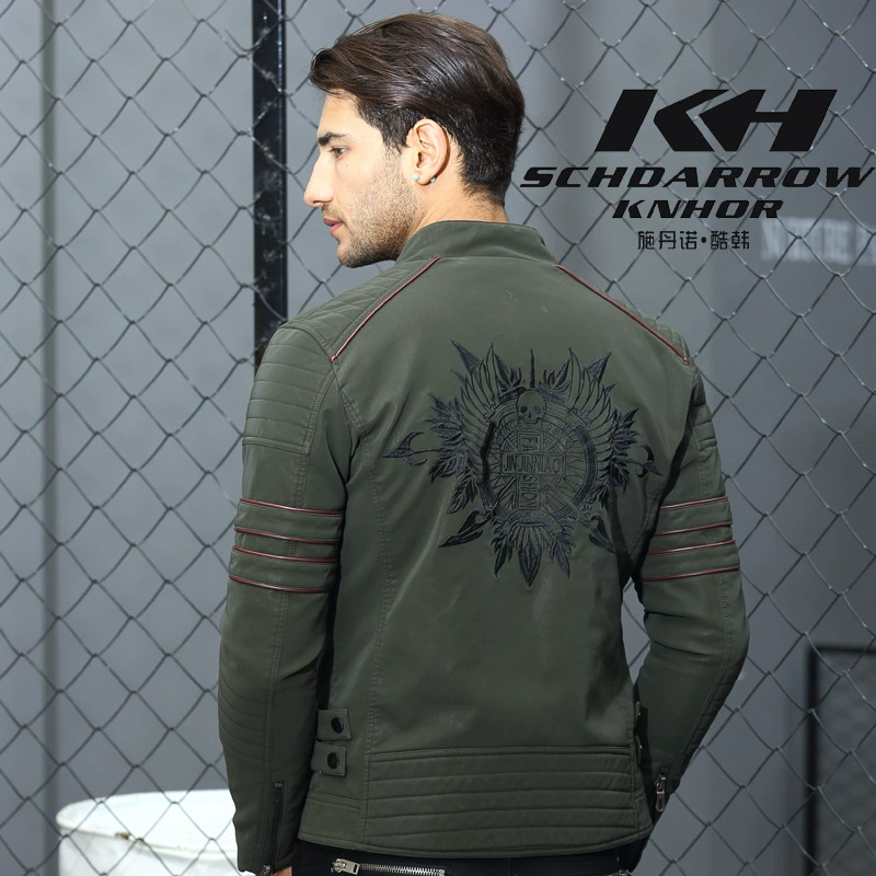 Поколение осенне-зимнего мужского мотоциклетного пальто из искусственной замши с начесом, Мужская модная брендовая куртка с мульти-вышивкой