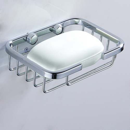 Saint Ruijia 304 stainless steel punch-free storage rack square bright soap rack anti-rust durable soap mesh soap dish