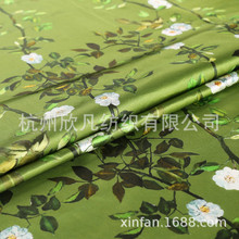 夏季新品植物花卉印花真丝弹力缎布料欧美风设计桑蚕丝连衣裙面料