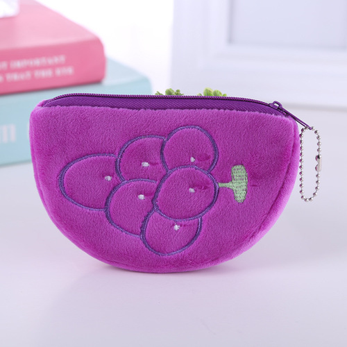 Korean style cute storage bag, fruit cartoon plush coin purse, small semicircular key bag, watermelon bag wholesale