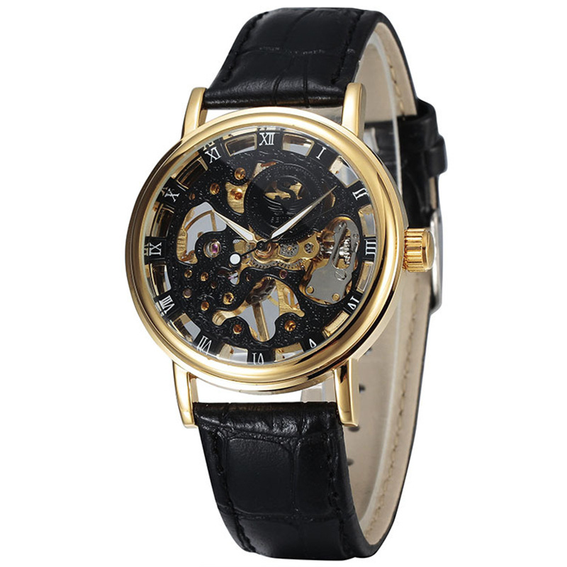SEWOR hombres reloj mecánico automático hueco transparente inferior Correa reloj manual/automático 606