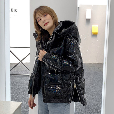 2019 new pattern Korean Edition Rerba Ultimate Challenge Same item black laser Bright surface thickening Trendsetter have cash less than that is registered in the accounts Down Jackets