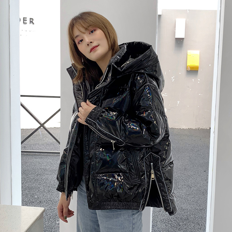 2019 new pattern Korean Edition Rerba Ultimate Challenge Same item black laser Bright surface thickening Trendsetter have cash less than that is registered in the accounts Down Jackets