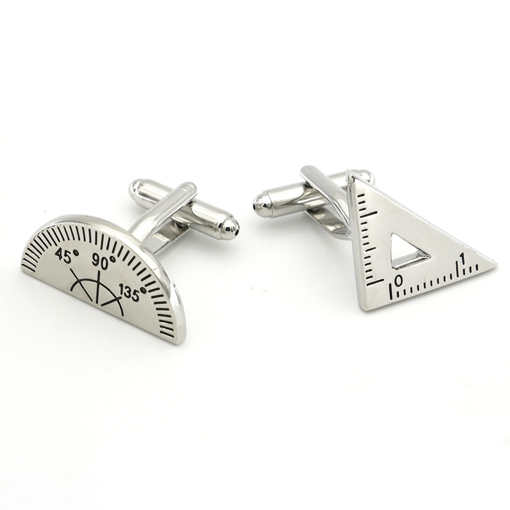 Hot Selling Fun Matching protractor triangle ruler men's French shirt cufflinks cuffnails math teacher gift