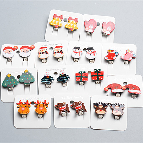 8g Weight Ear clips Classification 1 Pair Quantity Holiday Occasion Plastic Material Christmas Festival Cartoon Character Pattern Kid'S Gender Fashion Style Fashion Cartoon Character Plastic Christmas Kid'S Ear Clips 4