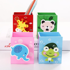 Cartoon Wooden Pen Holder Creative Desk Storage Box Student Stationery Wholesale Cute Animal Multi-functional Display Stand