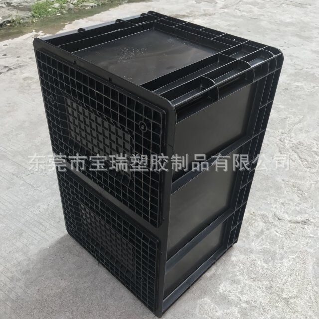 工厂供应静电EU黑色周转箱 黑色加厚新pp料塑胶筐 ESD电子配件箱