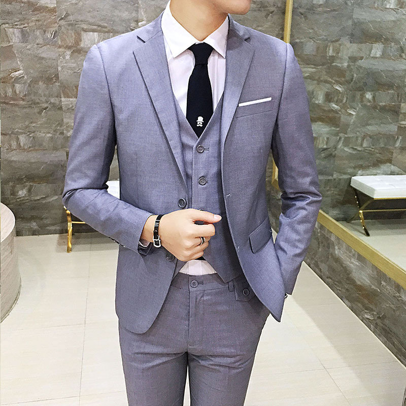 Traje formal traje de tres piezas traje de los hombres jóvenes guapo coreano slim fit traje novio vestido de novia estilo británico