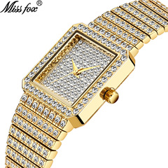 MISS FOX New Fashion Watch Korean Version Foreign Trade Square Casual Trendy Diamond Studded Men and Women Quartz Watch