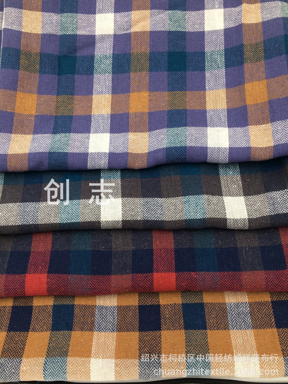 涤棉麻色织人字斜纹格子面料春夏女装连衣裙裤装梭织提花鱼骨纹