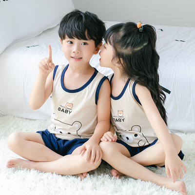 2020 Explosive money children vest suit Cotton Children's clothing Boy girl Manufactor Direct selling wholesale pajamas Two piece set