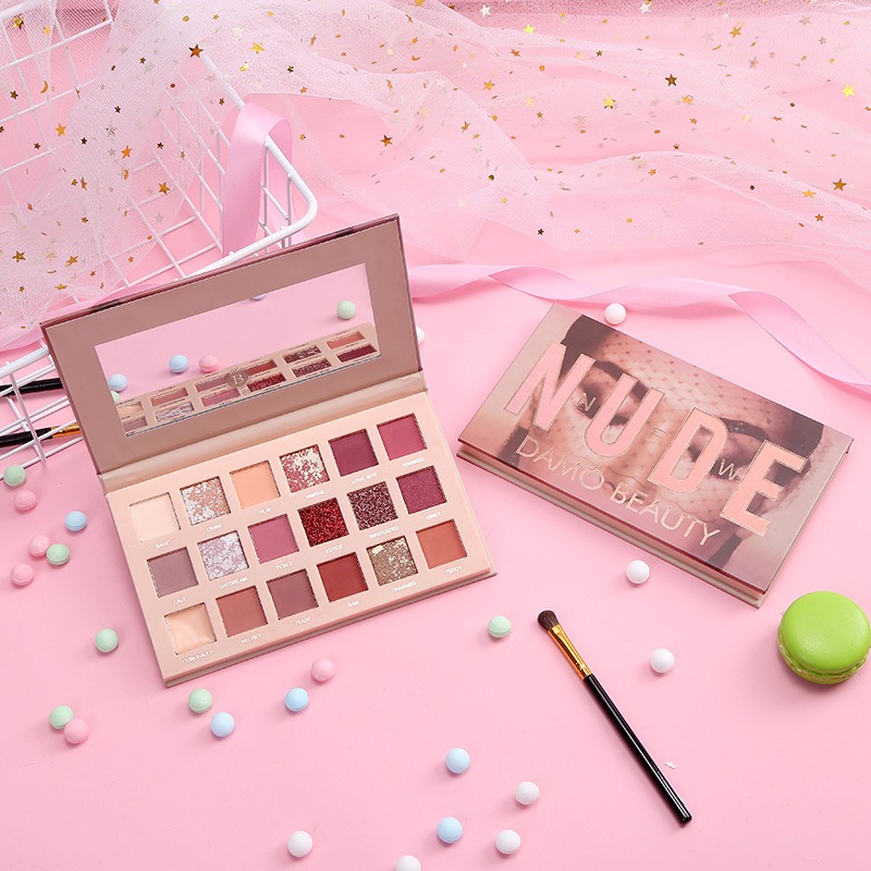 沙漠玫瑰眼影盘18色珠光哑光神仙葱粉亮片彩妆DAMO爆款遮瑕膏定制