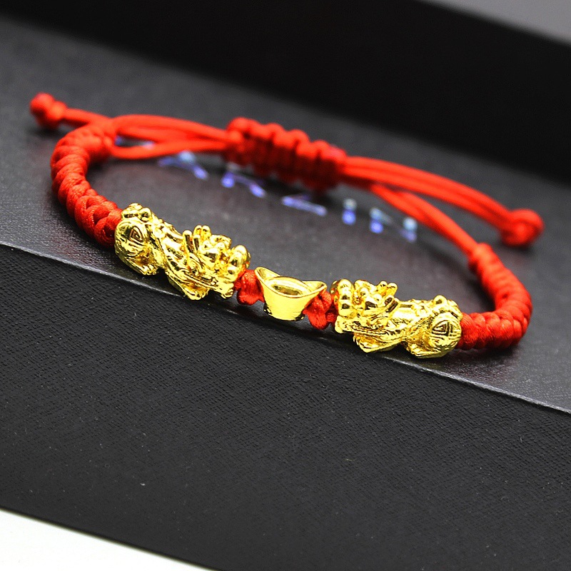 Gold plated double red rope bracelet nation new New Year gift gift men and women pop jewelry wholesale